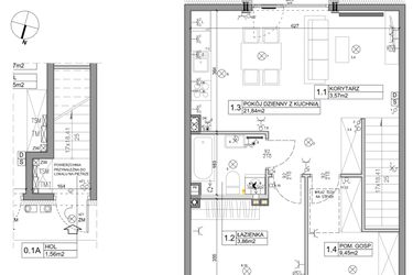 Rzut - Mieszkanie na sprzedaż 3 pokoje o powierzchni 58,82 m² - numer 86 w Manufaktura Marki 2 etap IV