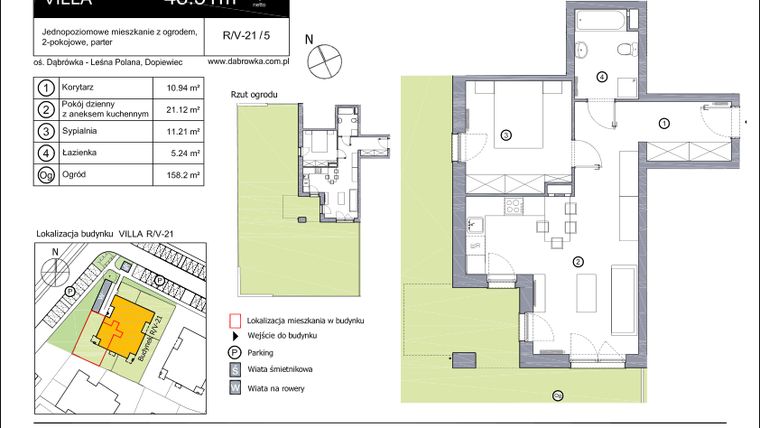 Rzut - Mieszkanie na sprzedaż 2 pokoje o powierzchni 48,09 m² - numer R_V-21_5 w os. Dąbrówka – Leśna Polana