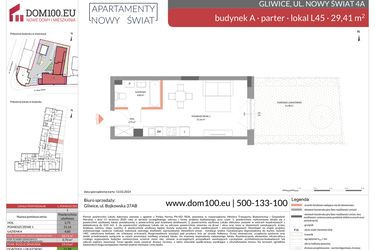 Rzut - Mieszkanie na sprzedaż 1 pokój o powierzchni 29,41 m² - numer L45 w Apartamenty Nowy Świat - inwestycyjne