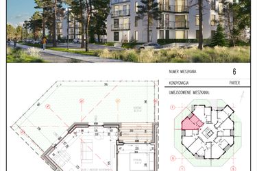 Rzut - Mieszkanie na sprzedaż 2 pokoje o powierzchni 42,85 m² - numer 6 w Grasera 12