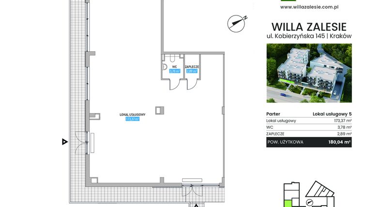 Rzut - Lokal użytkowy na sprzedaż 1 pokój o powierzchni 180,04 m² - numer L5 w Willa Zalesie