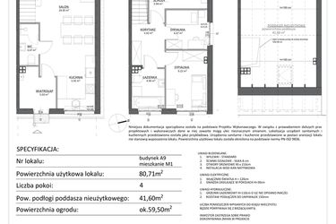 Rzut - Mieszkanie na sprzedaż 4 pokoje o powierzchni 80,71 m² - numer A9/1 w Libre Park