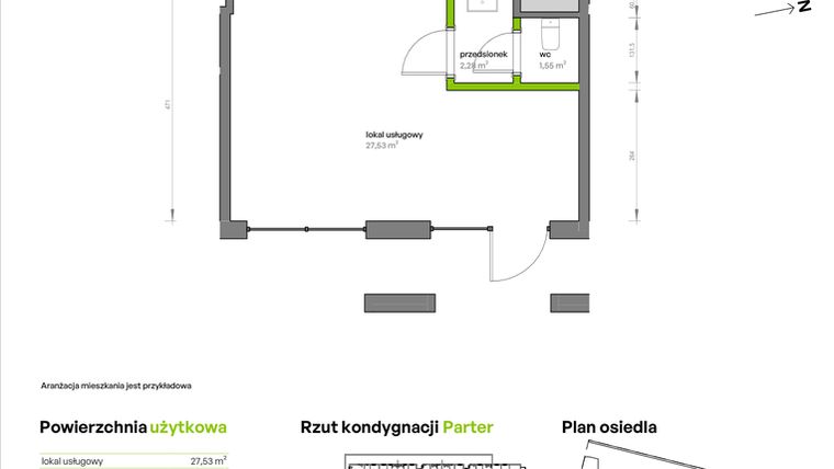Rzut - Lokal użytkowy na sprzedaż 1 pokój o powierzchni 31,23 m² - numer U.2 w Unii Lubelskiej Vita