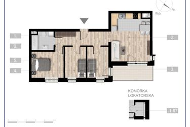 Rzut - Mieszkanie na sprzedaż 4 pokoje o powierzchni 64,09 m² - numer 7 w Szczytno Dąbrowskiego - etap 2