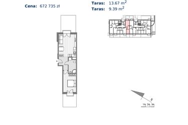 Rzut - Mieszkanie na sprzedaż 2 pokoje o powierzchni 45,15 m² - numer 20 w Glogera bud. H