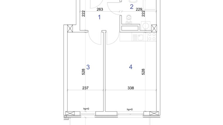Rzut - Mieszkanie na sprzedaż 2 pokoje o powierzchni 40,59 m² - numer 6A.87 w Mierzeja Wiślana etap IV