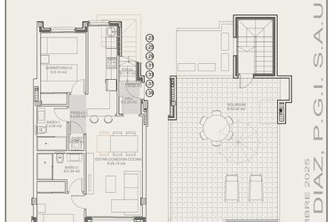 Rzut - Mieszkanie na sprzedaż 2 pokoje o powierzchni 59,8 m² - numer T1.25 w Residencial La Isla III