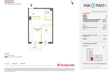 Rzut - Mieszkanie na sprzedaż 2 pokoje o powierzchni 45,85 m² - numer 133 w Viva Piast 6