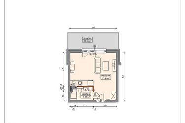 Rzut - Mieszkanie na sprzedaż 1 pokój o powierzchni 27,52 m² - numer B5.0.1.1A w Stegna Park II