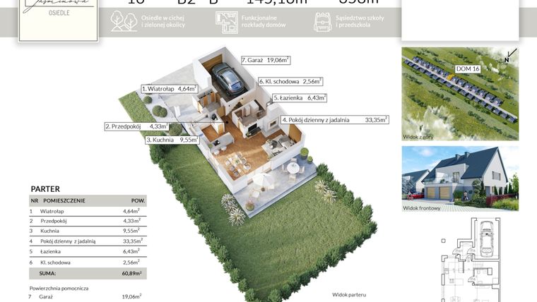 Rzut - Dom na sprzedaż 5 pokoi o powierzchni 145,16 m² - numer 16 w Osiedle Jaśminowa
