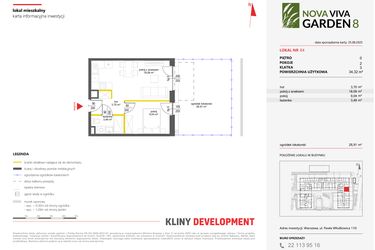 Rzut - Mieszkanie na sprzedaż 2 pokoje o powierzchni 34,32 m² - numer 64 w Nova Viva Garden 8