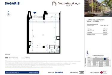 Rzut - Lokal użytkowy na sprzedaż 1 pokój o powierzchni 74,23 m² - numer U5 w Niedziałkowskiego Park