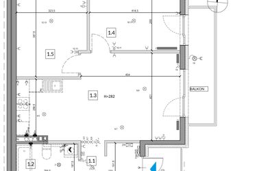 Rzut - Mieszkanie na sprzedaż 3 pokoje o powierzchni 59,76 m² - numer 46B w Osiedle Młodych etap V