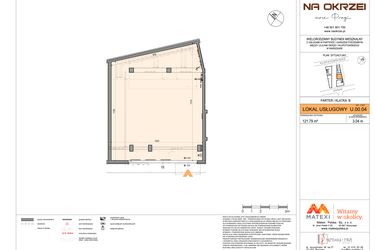 Rzut - Lokal użytkowy na sprzedaż 1 pokój o powierzchni 121,79 m² - numer U.00.04 w Na Okrzei