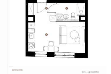 Rzut - Mieszkanie na sprzedaż 1 pokój o powierzchni 26,7 m² - numer 2.05.10 w Katowicka Residence