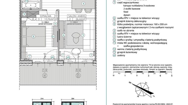 Rzut - Mieszkanie na sprzedaż 2 pokoje o powierzchni 49,46 m² - numer A.1.3 w Remedium
