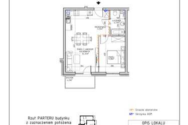 Rzut - Mieszkanie na sprzedaż 2 pokoje o powierzchni 43,93 m² - numer 39 w Osiedle OdNowa K5