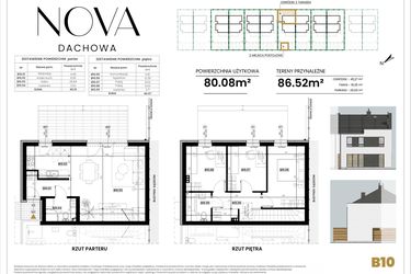 Rzut - Dom na sprzedaż 4 pokoje o powierzchni 80,08 m² - numer B10 w Nova Dachowa II