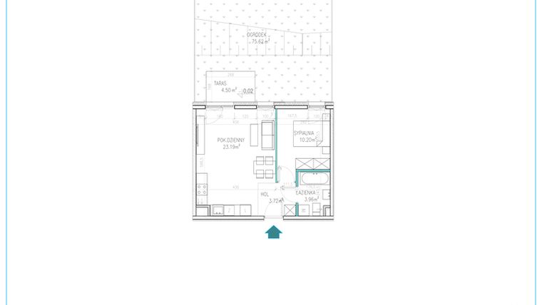 Rzut - Mieszkanie na sprzedaż 2 pokoje o powierzchni 41,07 m² - numer C2 w Dwa Jeziora CD