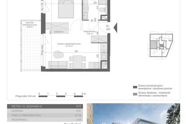 Rzut - Mieszkanie na sprzedaż 1 pokój o powierzchni 35,13 m² - numer M-29 w Unikat Apartamenty D