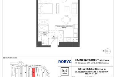 Rzut - Mieszkanie na sprzedaż 1 pokój o powierzchni 33,8 m² - numer C.2M10 w Foresteria