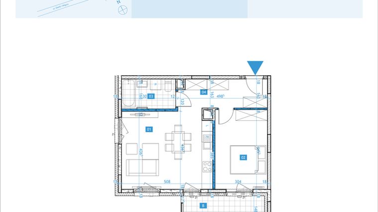 Rzut - Mieszkanie na sprzedaż 2 pokoje o powierzchni 48,64 m² - numer F18 w Osiedle Botaników etap F