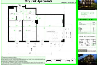 Rzut - Mieszkanie na sprzedaż 3 pokoje o powierzchni 70,02 m² - numer 1.2. w City Park Apartments