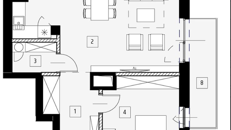Rzut - Mieszkanie na sprzedaż 3 pokoje o powierzchni 72,99 m² - numer 3 pokojowe w Ostrawska