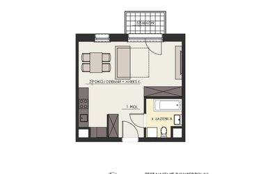 Rzut - Mieszkanie na sprzedaż 1 pokój o powierzchni 34,19 m² - numer 50 w Osiedle Platinum III
