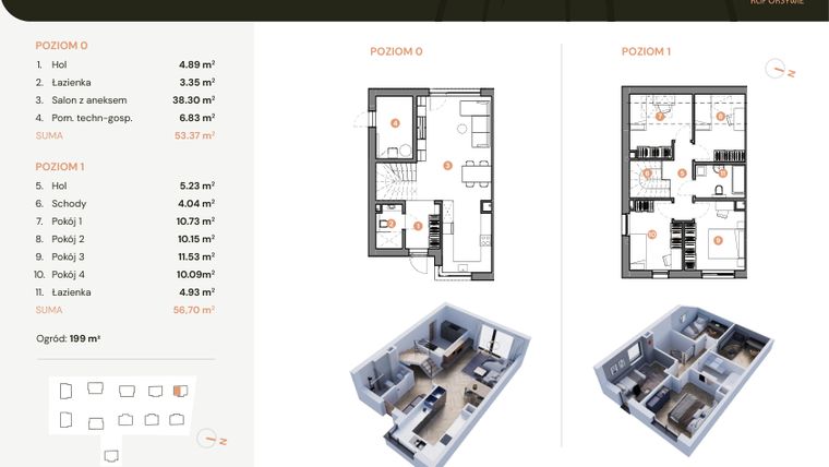 Rzut - Dom na sprzedaż 5 pokoi o powierzchni 110,08 m² - numer 1a w Klif Oksywie