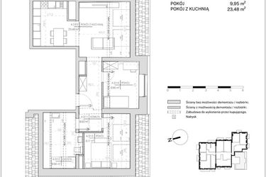 Rzut - Mieszkanie na sprzedaż 3 pokoje o powierzchni 56,79 m² - numer A.3.1 w Polanka 21