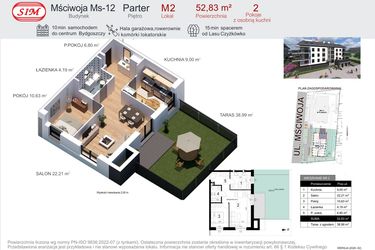 Rzut - Mieszkanie na sprzedaż 2 pokoje o powierzchni 52,83 m² - numer 2 w Mściwoja MS-12