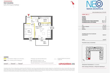 Rzut - Mieszkanie na sprzedaż 2 pokoje o powierzchni 40,11 m² - numer 22 w Neo Nova Ochota 6