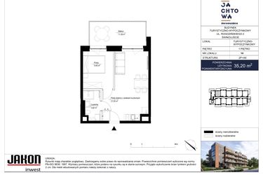 Rzut - Mieszkanie na sprzedaż 2 pokoje o powierzchni 35,2 m² - numer 14 w Jachtowa
