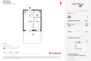 Rzut - Mieszkanie na sprzedaż 2 pokoje o powierzchni 32,89 m² - numer 2 w Metro Art 7