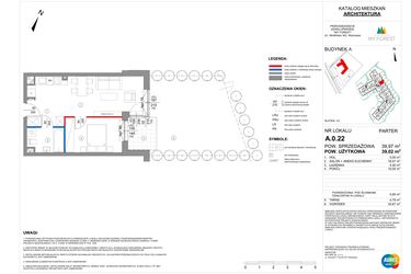 Rzut - Mieszkanie na sprzedaż 2 pokoje o powierzchni 39,02 m² - numer A.0.22 w My Forest