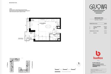 Rzut - Mieszkanie na sprzedaż 1 pokój o powierzchni 34,25 m² - numer 29 w Gajowa bud. A
