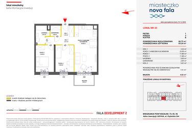 Rzut - Mieszkanie na sprzedaż 3 pokoje o powierzchni 66,75 m² - numer 63 w Miasteczko Nova Fala