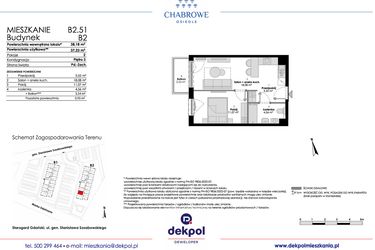 Rzut - Mieszkanie na sprzedaż 2 pokoje o powierzchni 37,23 m² - numer B2.51 w Osiedle Chabrowe