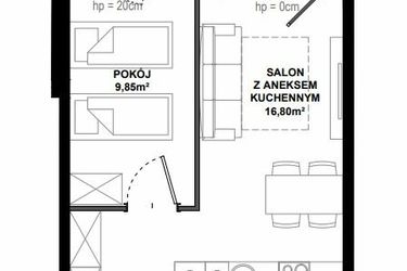 Rzut - Mieszkanie na sprzedaż 2 pokoje o powierzchni 38,84 m² - numer C.9 w Apartamenty Bałtyk