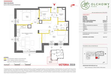 Rzut - Mieszkanie na sprzedaż 3 pokoje o powierzchni 65,01 m² - numer 57 w Olchowy Park VII