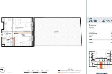 Rzut - Mieszkanie na sprzedaż 2 pokoje o powierzchni 37,85 m² - numer 01.18 w Czysta 4