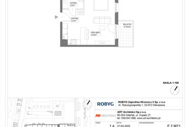 Rzut - Mieszkanie na sprzedaż 1 pokój o powierzchni 32,45 m² - numer E.2M21 w Nowa Wałowa bud. E