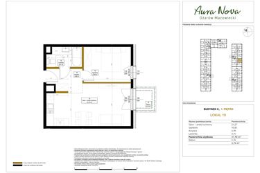 Rzut - Mieszkanie na sprzedaż 2 pokoje o powierzchni 41,5 m² - numer 19 w Aura Nova etap II