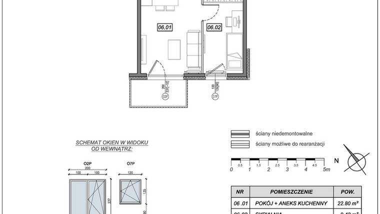 Rzut - Mieszkanie na sprzedaż 2 pokoje o powierzchni 35,9 m² - numer 10.B.06 w Nowe Południe bud. 10