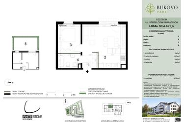 Rzut - Mieszkanie na sprzedaż 2 pokoje o powierzchni 41,06 m² - numer A.1.5 w Bukovo Park