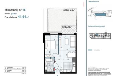 Rzut - Mieszkanie na sprzedaż 2 pokoje o powierzchni 41,64 m² - numer 15 w Medyków 32