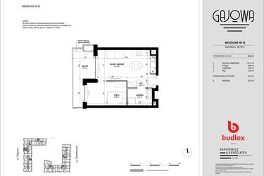 Rzut - Mieszkanie na sprzedaż 2 pokoje o powierzchni 36,04 m² - numer 28 w Gajowa bud. A