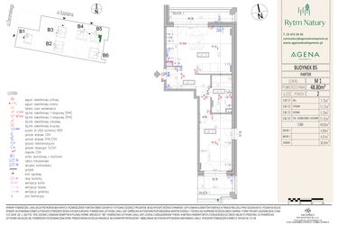 Rzut - Mieszkanie na sprzedaż 2 pokoje o powierzchni 48,8 m² - numer B5M1 w Rytm Natury