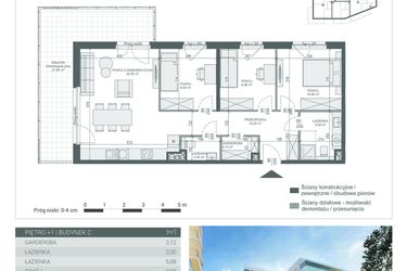 Rzut - Mieszkanie na sprzedaż 4 pokoje o powierzchni 73,48 m² - numer 8 w Unikat Apartamenty C